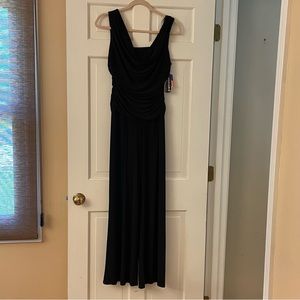 R&M Richards Jumpsuit/Romper Black Wide Leg w/Draped Bodice